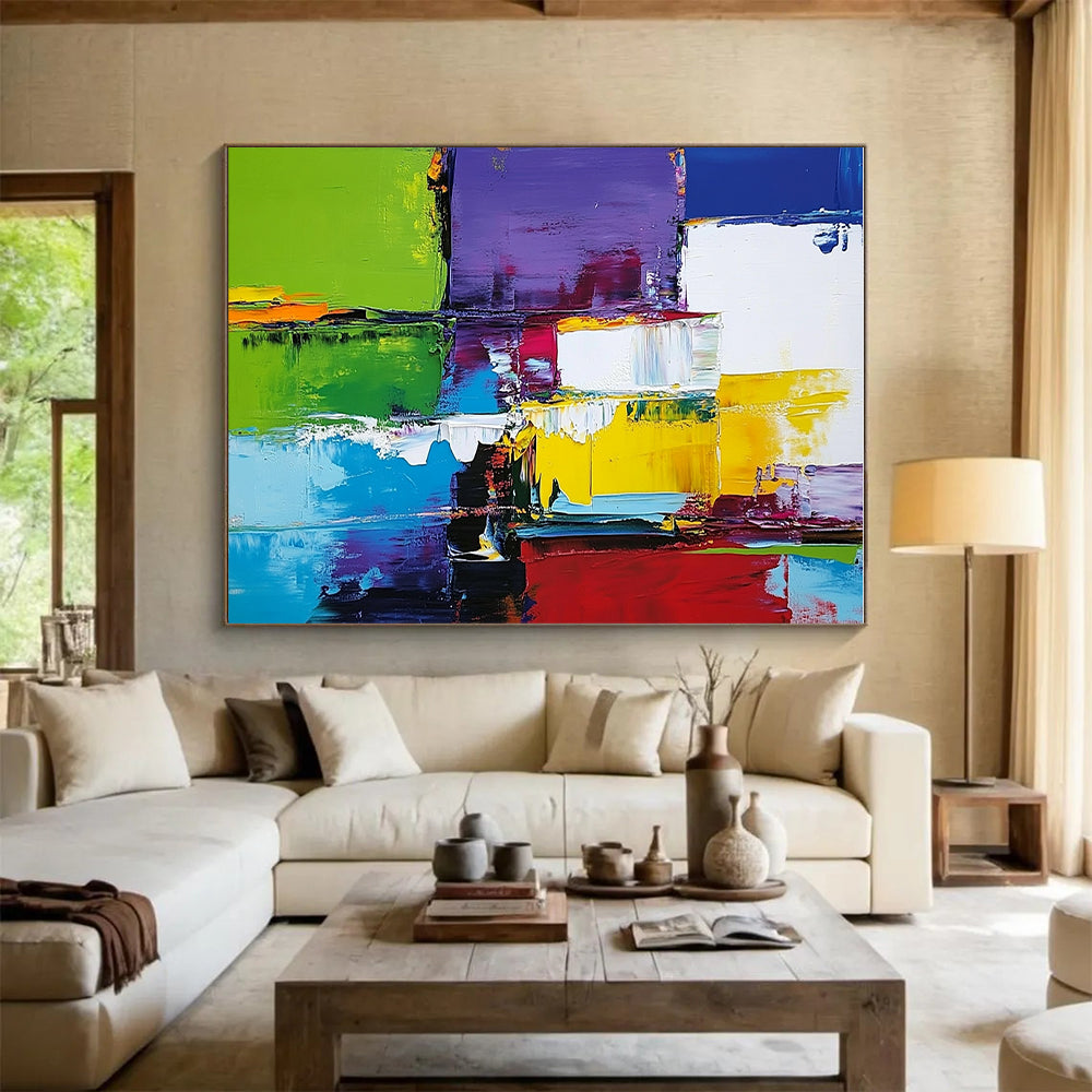Colorful Block Abstract Painting with Bold Color Palette GER513