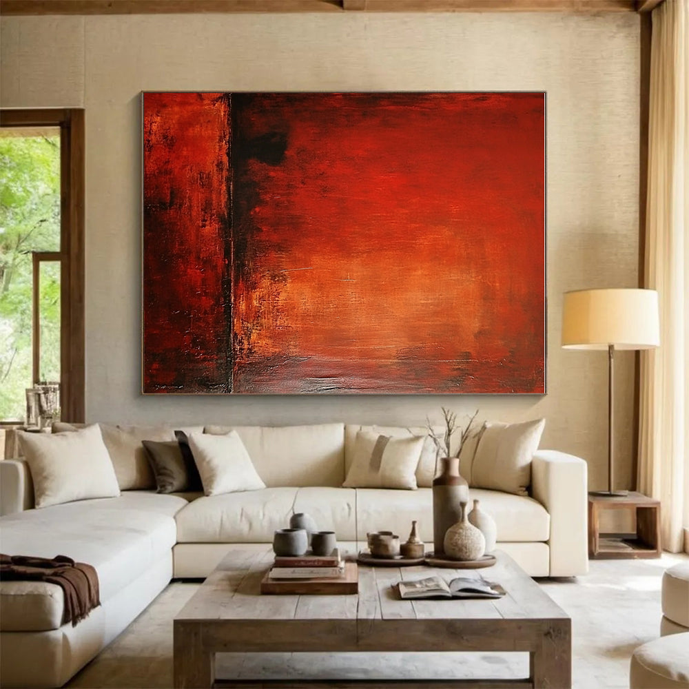 Red Textured Abstract Painting with Intense Hues GER127