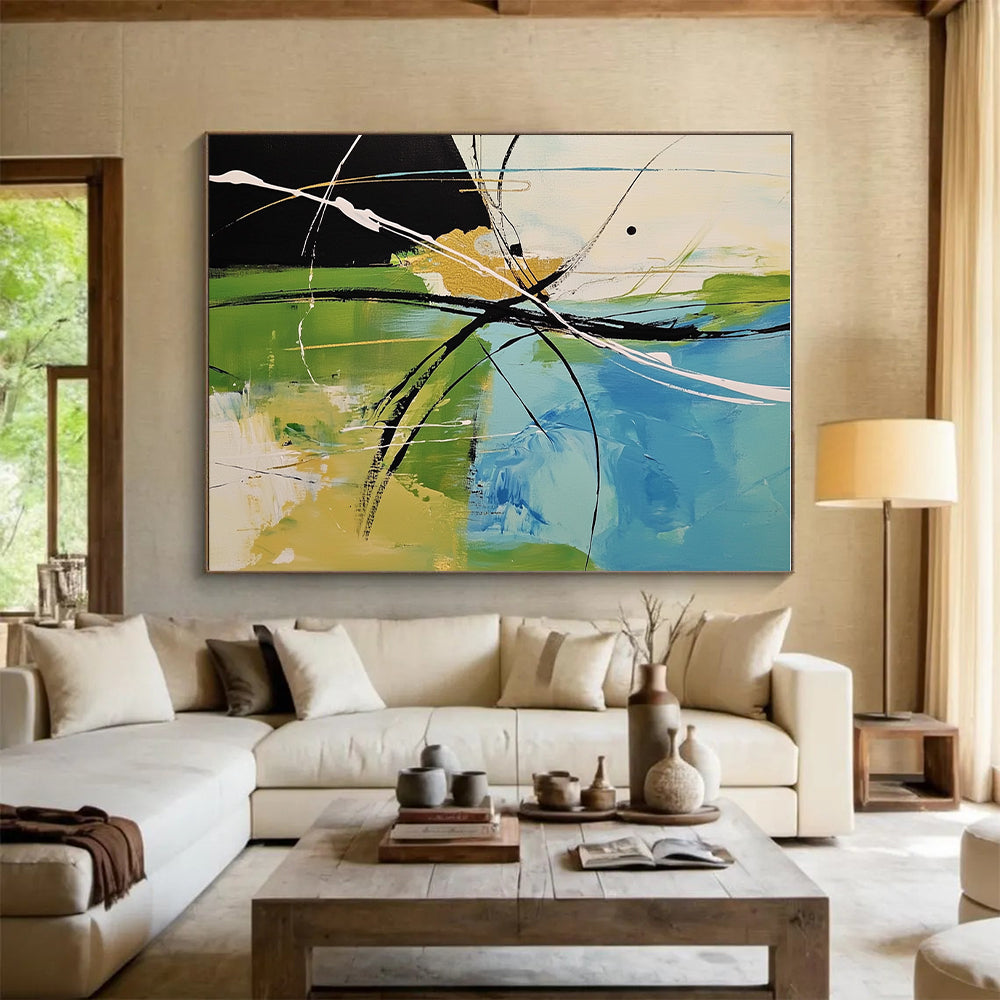 Colorful Line Abstract Painting with Energetic Strokes GER619