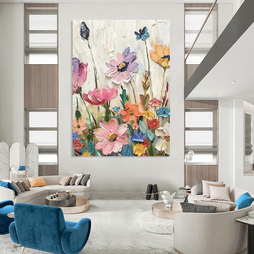 Colorful Textured Flower Field Abstract Painting (Repeat) ADGE087