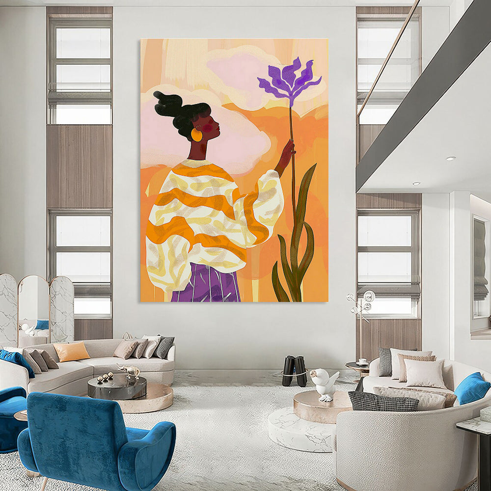 Oversized Hand - Painted Abstract Art for Office Cubicle Partitions & Entryway Mirror Frames DLZ0695