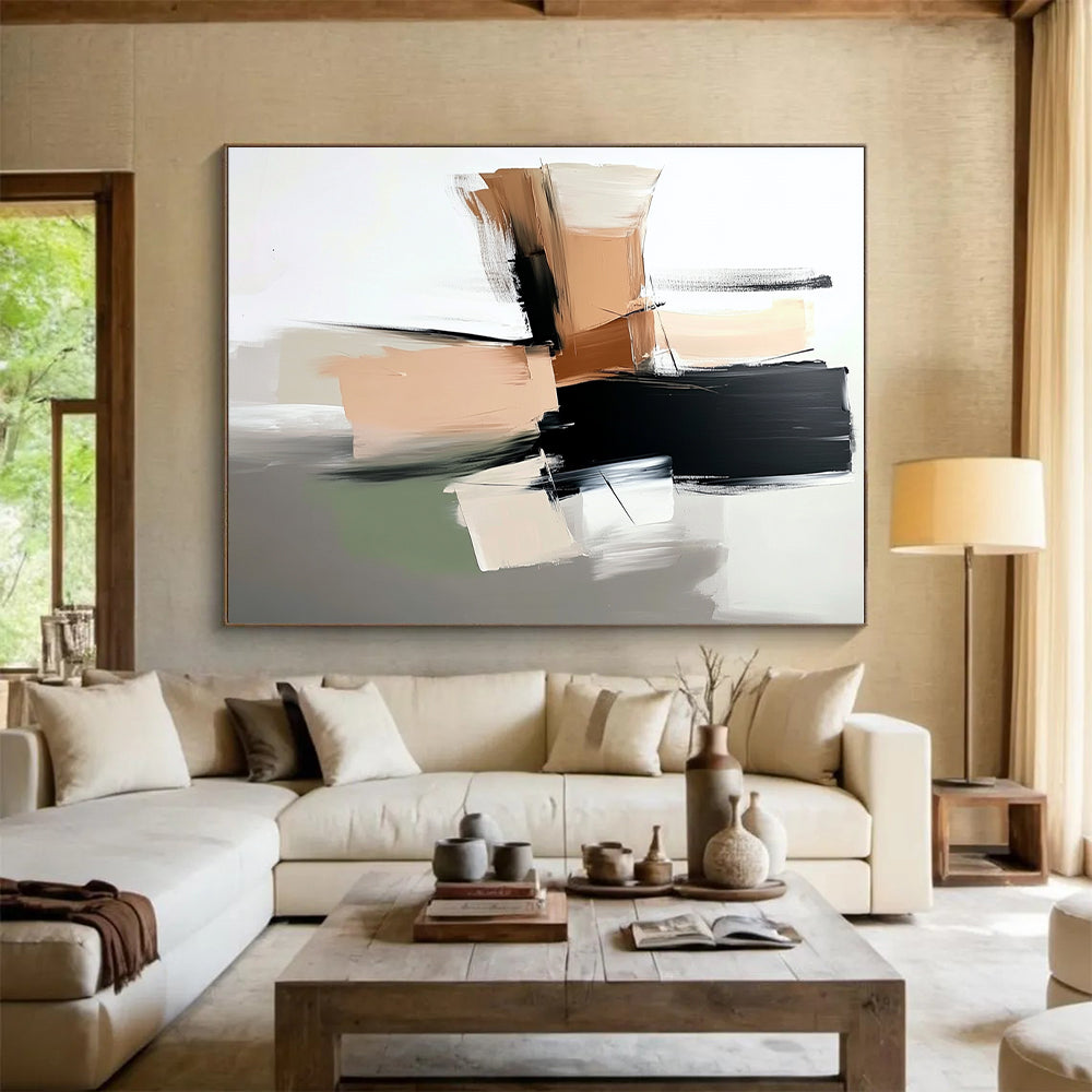 Neutral Tones Abstract Painting with Clean Lines GER756