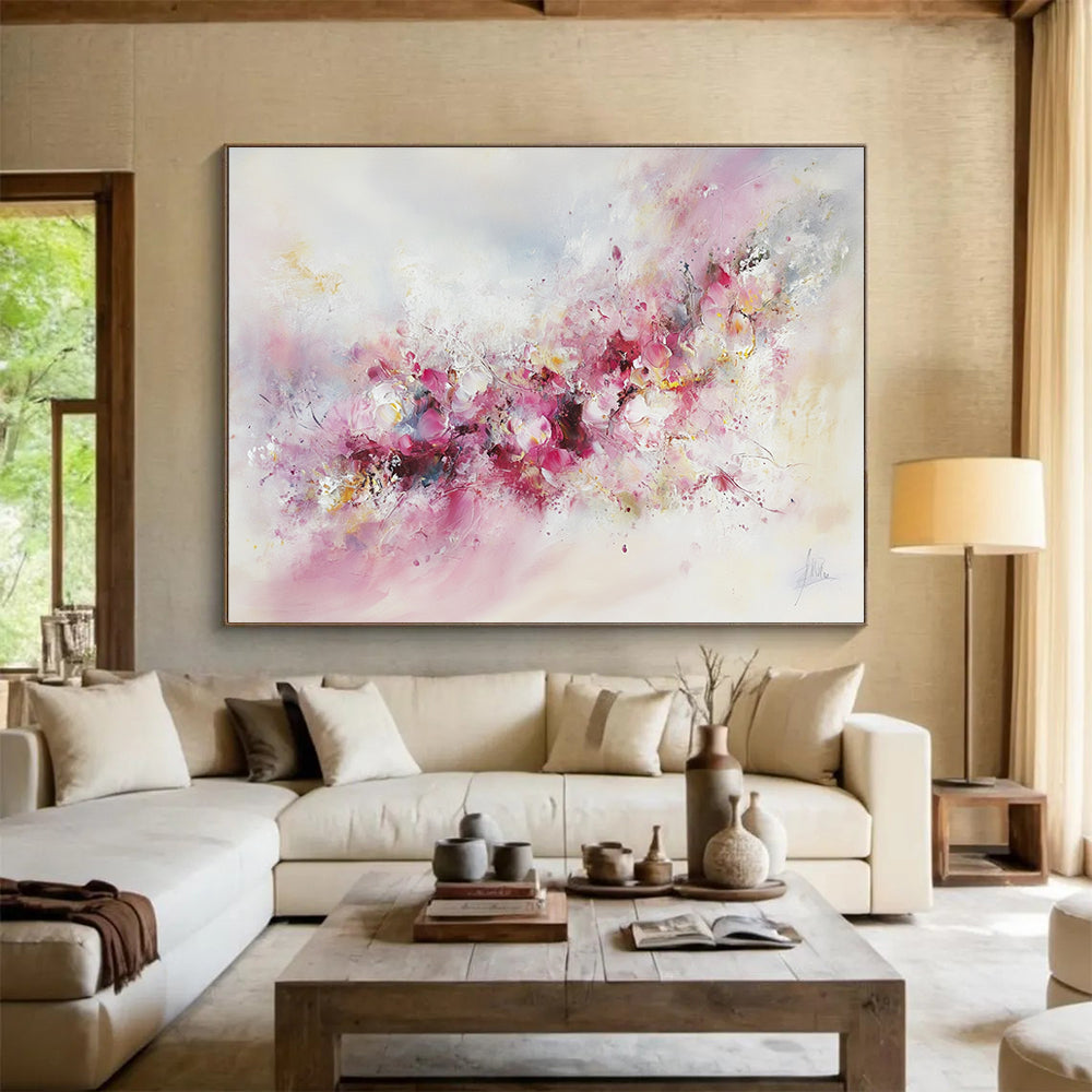 Soft Pink Floral Abstract Painting with Delicate Hues DYP350