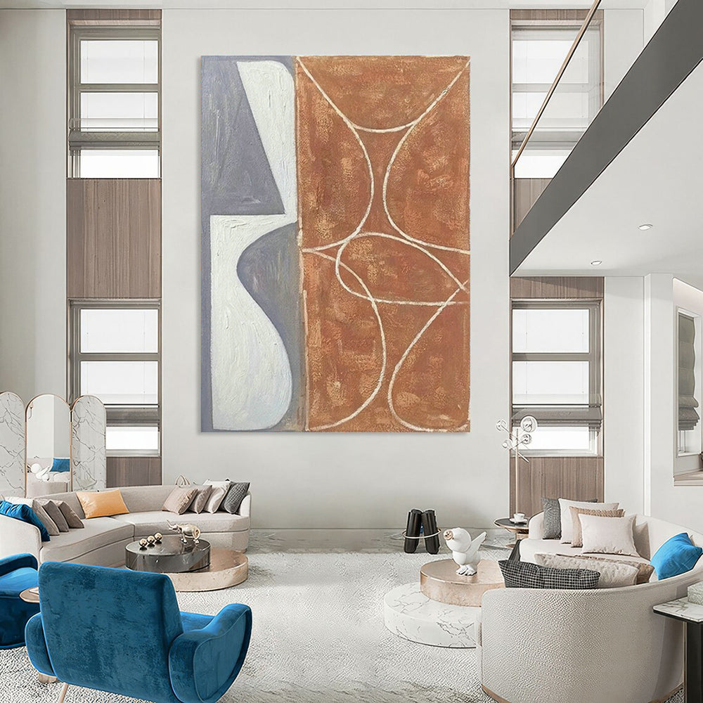 Large Hand - Painted Abstract Artwork for Entryway & Cottage Hallway DLZ1145