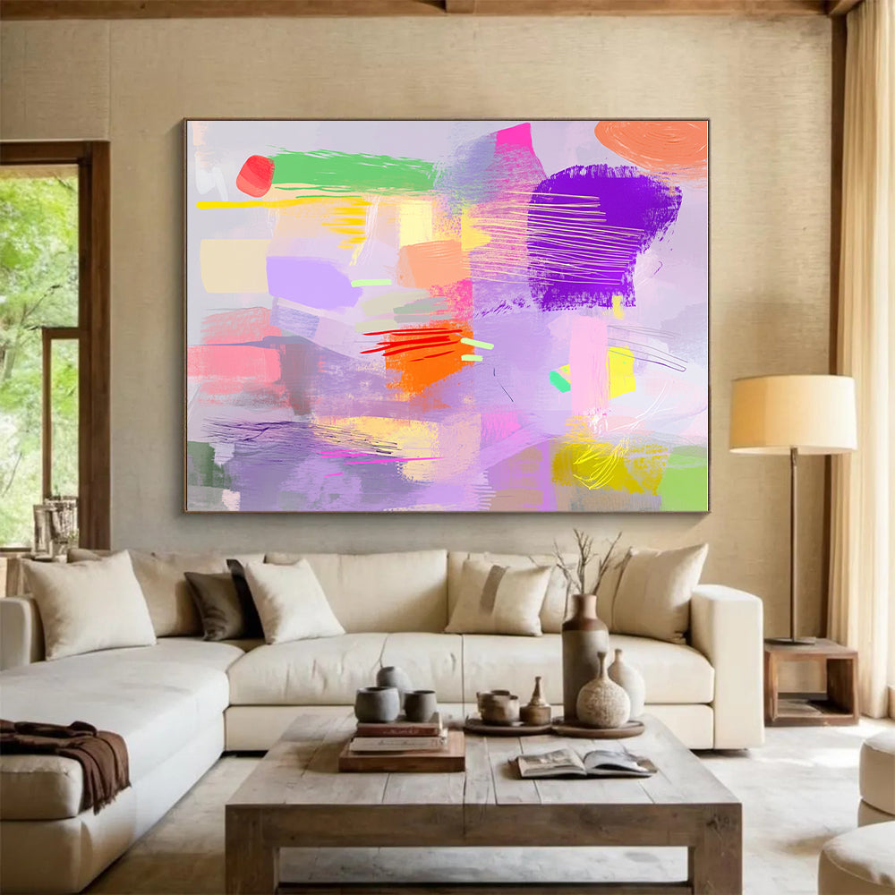 Colorful Pastel Abstract Painting with Playful Forms GER748