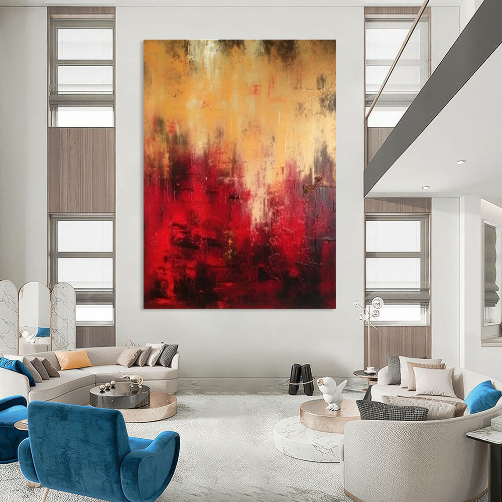 Red and Gold Abstract Painting with Intense Textures ADGE073