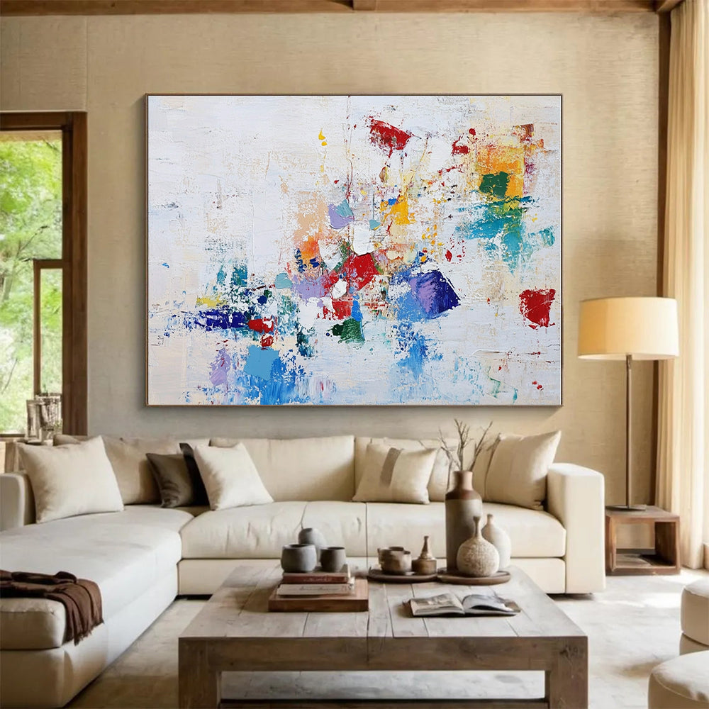 Colorful Patchwork Abstract Painting with Eclectic Shapes GER752