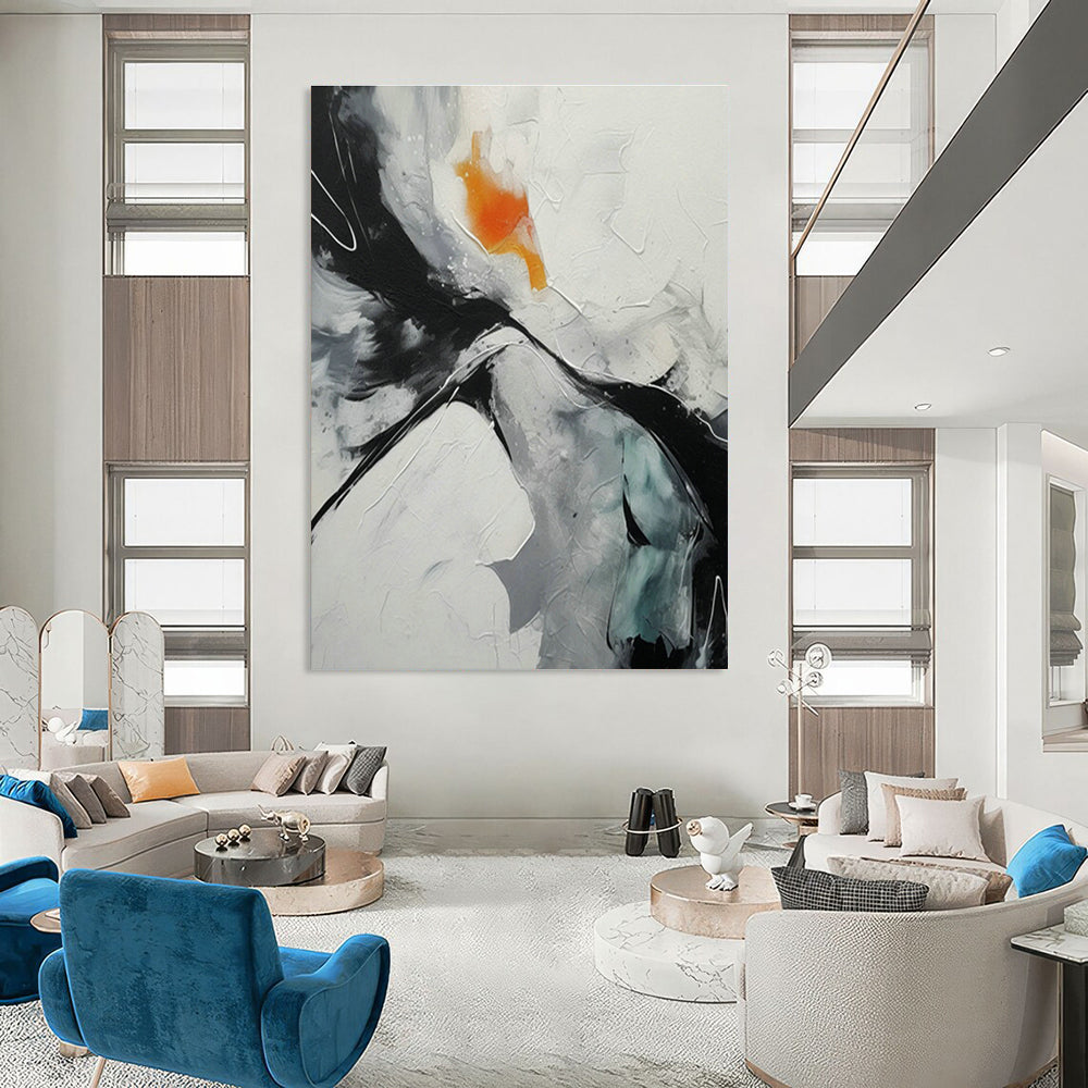 Oversized Abstract Canvases for Dining Room Double - Height Wall Picture Railings & Office Atrium Space Hanging Planter Backdrops DLZ0895
