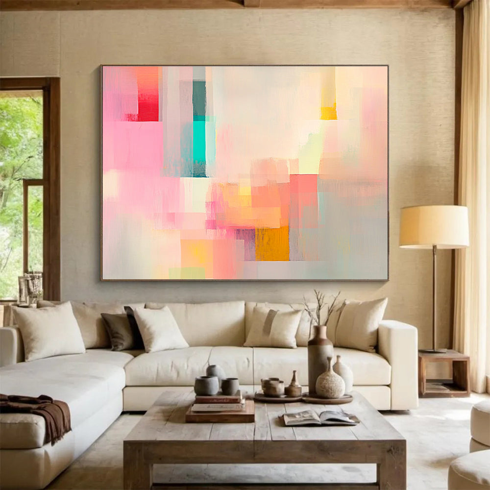 Pastel Color Block Abstract Painting with Soft Hues DYP460