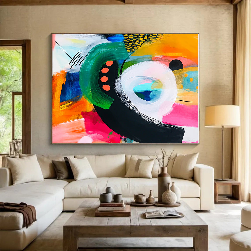 Playful Color Block Abstract Painting with Bold Shapes GER082