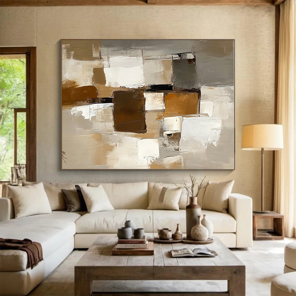 Geometric Abstract with Brown White and Gray GER337
