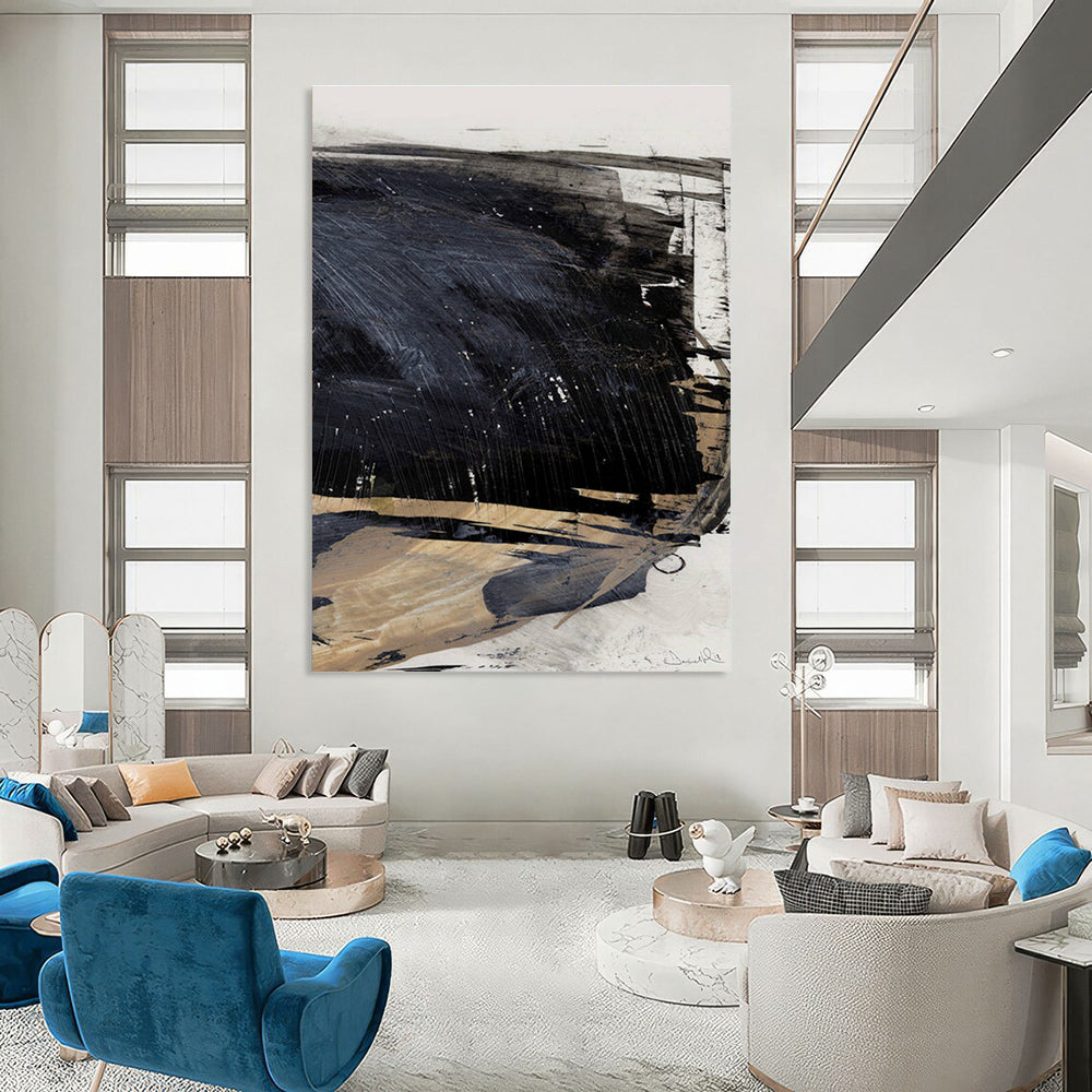 Dark Abstract with Textured Layers and Subtle Highlights Painting ADGE202