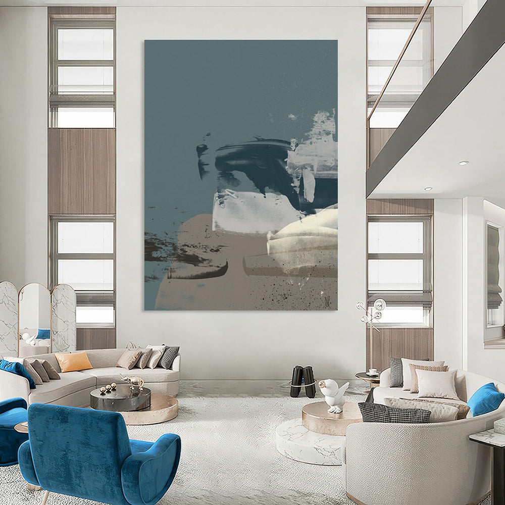 Blue Gray Abstract Forms Painting ADGE242