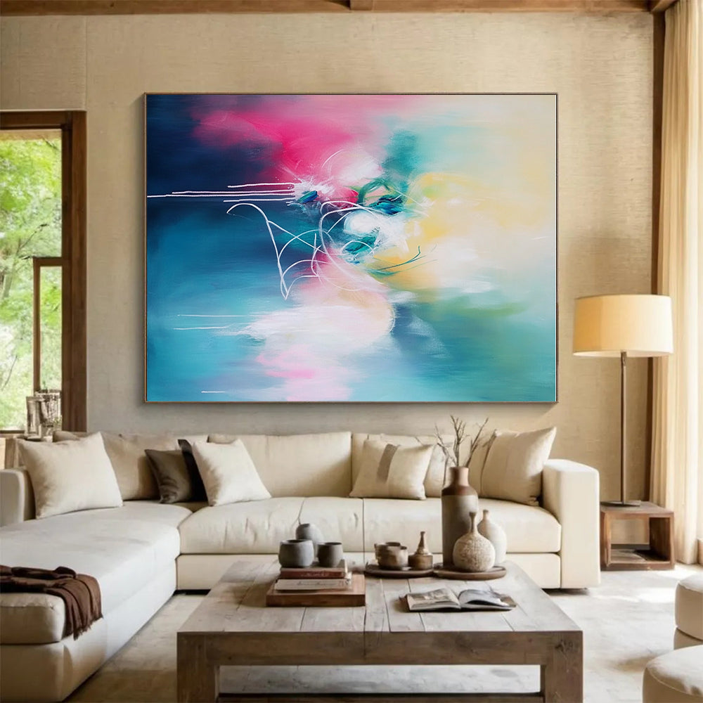 Colorful Abstract Swirl Painting with Fluid Lines GER815