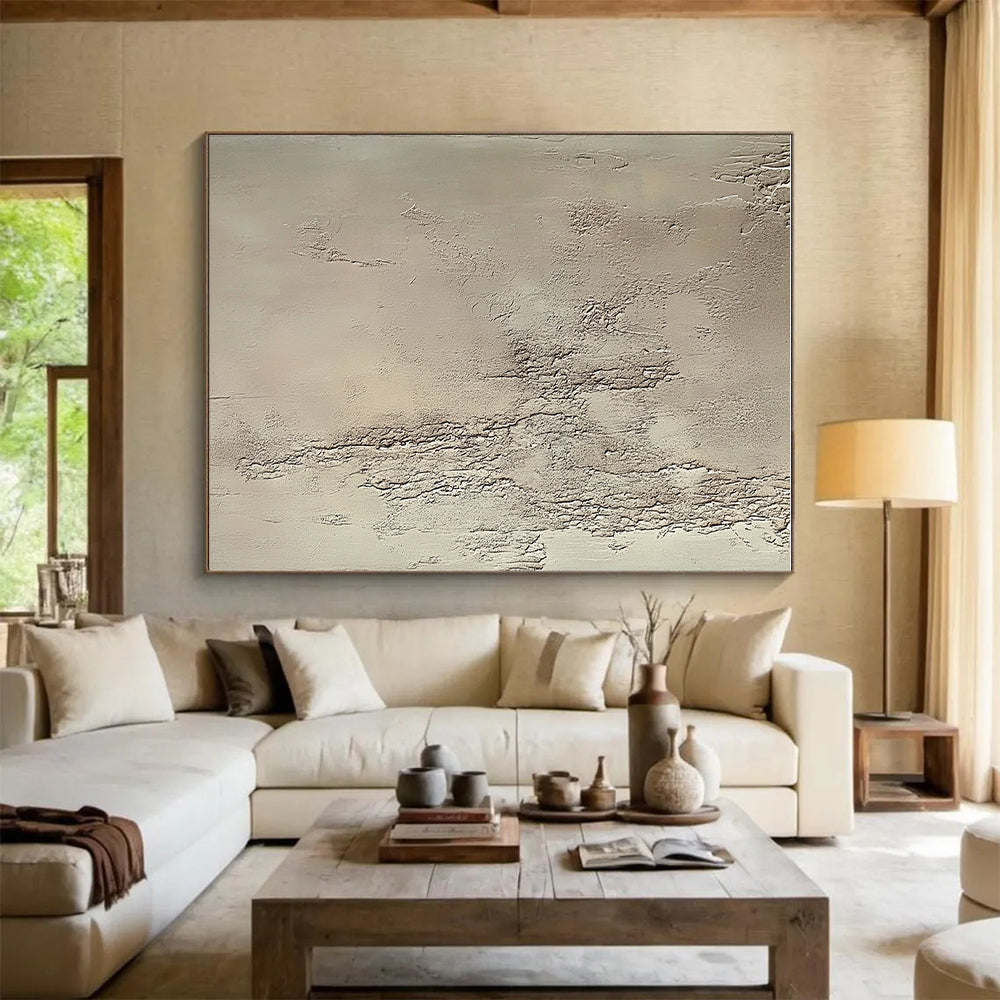 Textured Beige Abstract Art Resembling Plastered Wall GER271
