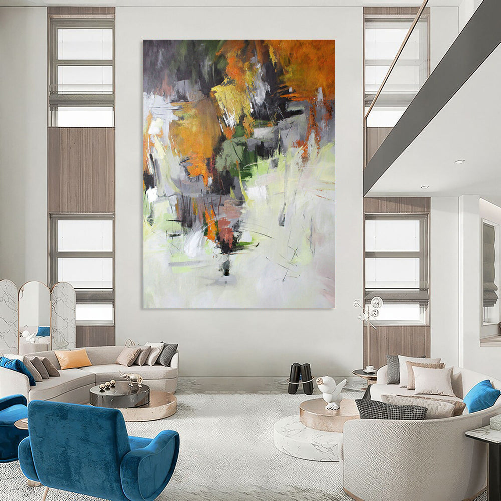 Immense Custom Hand-Painted Abstract Wall Decor for Dining Room & Entryway DLZ1028