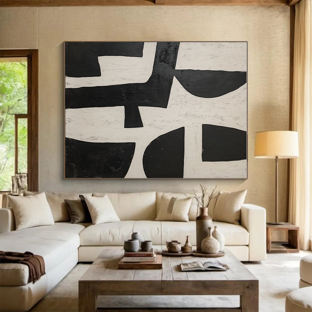Minimalist Black and White Geometric Abstract Art GER238