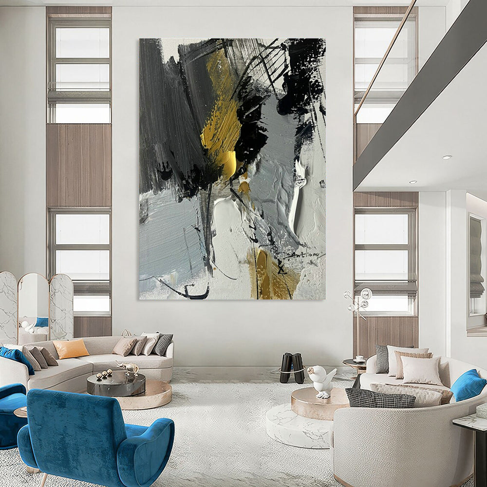 Custom Hand-Painted Abstract Canvas for Bedroom Alcove and Living Room Bay Window DLZ1674