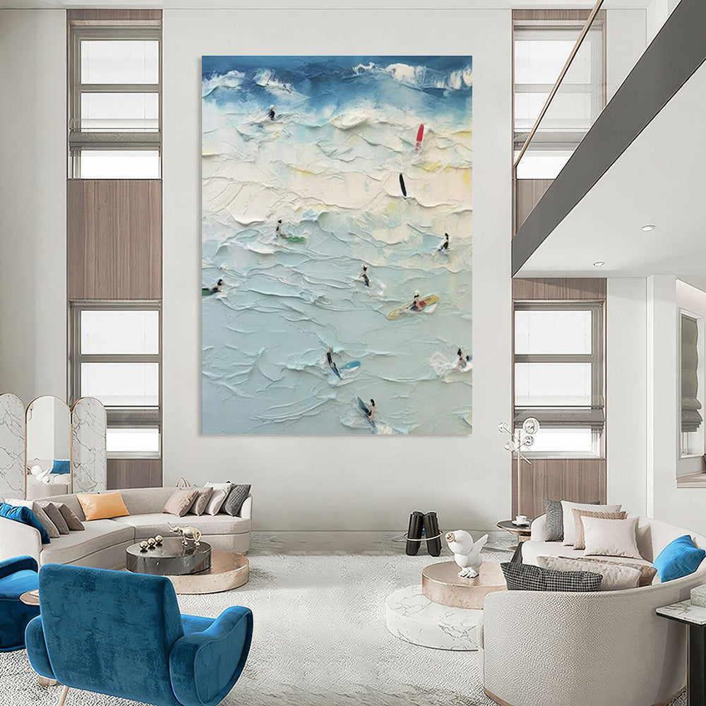 Extra-large Custom Hand-Painted Abstract Art for Dining Room China Cabinet and Entryway Glove Storage Niche DLZ1972