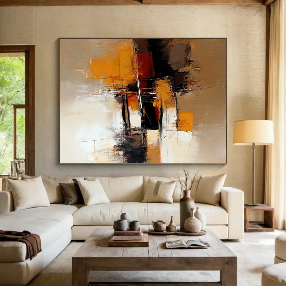 Warm - Toned Abstract Painting with Industrial Vibes GER578