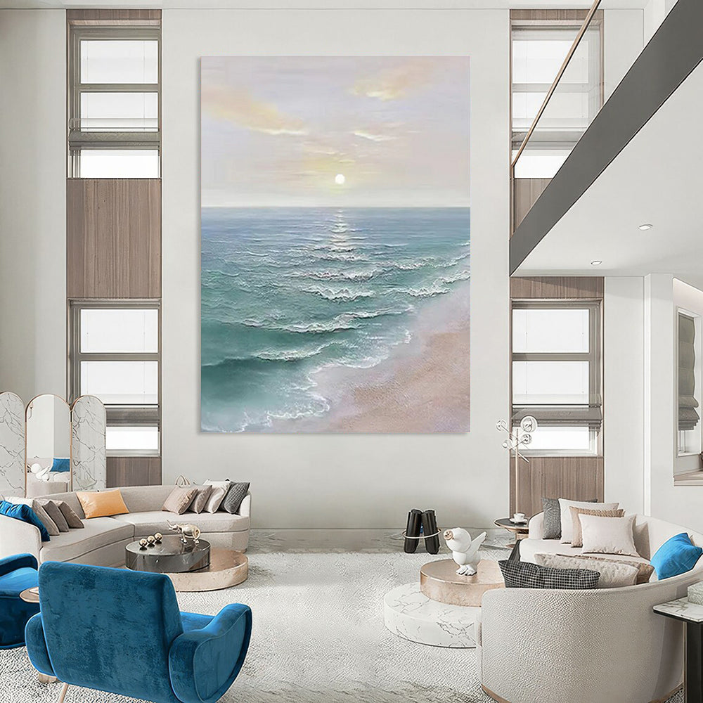 Seaside Sunrise Abstract Painting with Soft Color Tones ADGE350