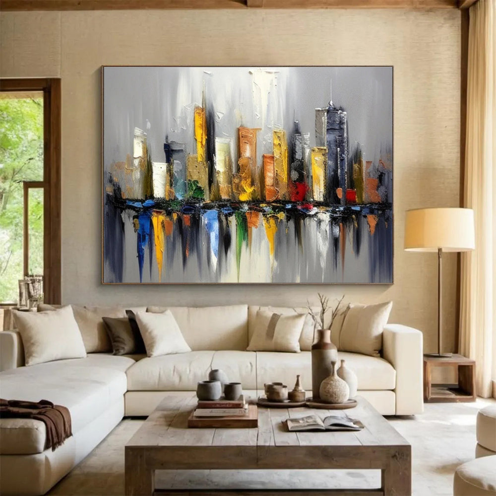 Colorful City Skyline Abstract Painting THY066