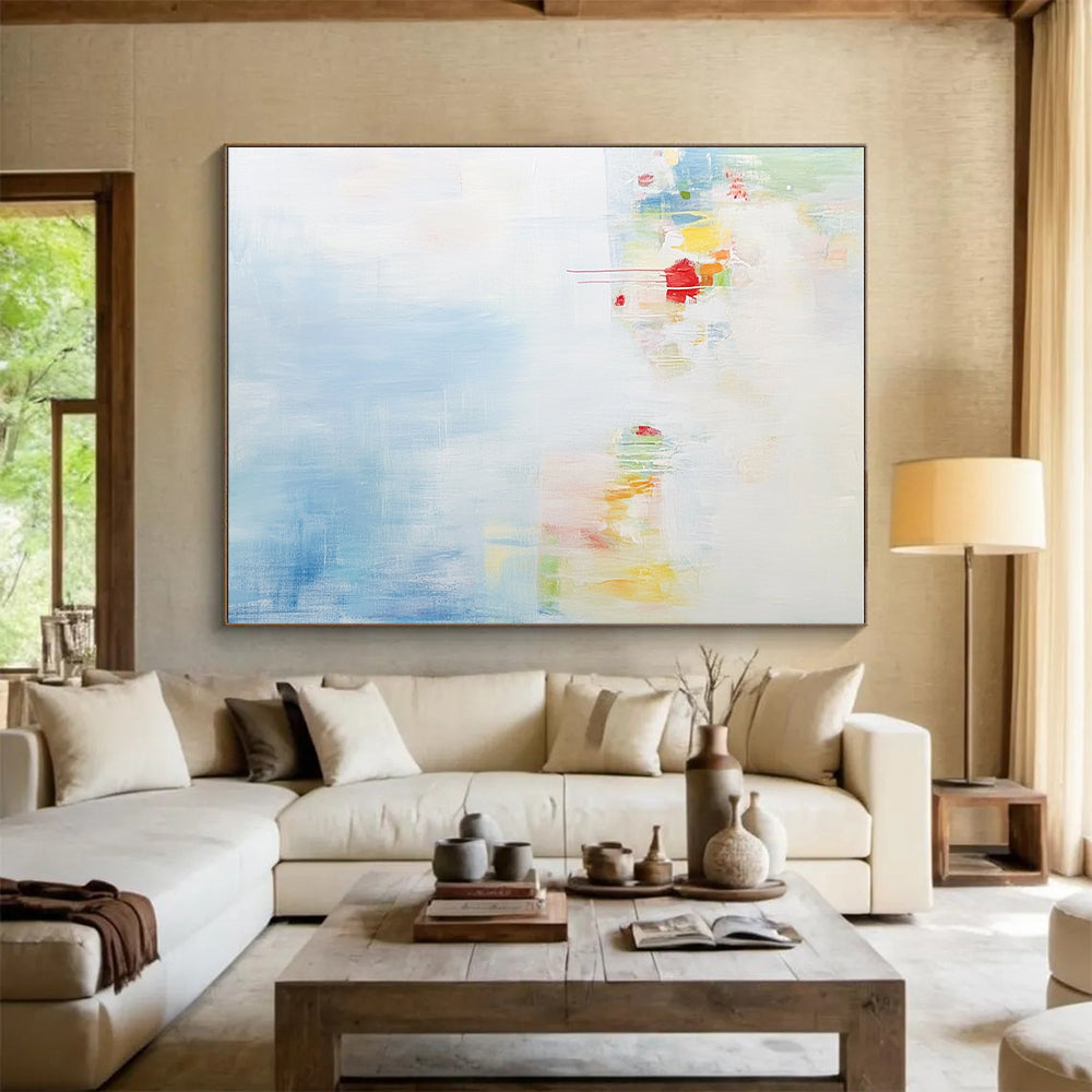 Light - hued Colorful Abstract Painting with Subtle Drips GER411