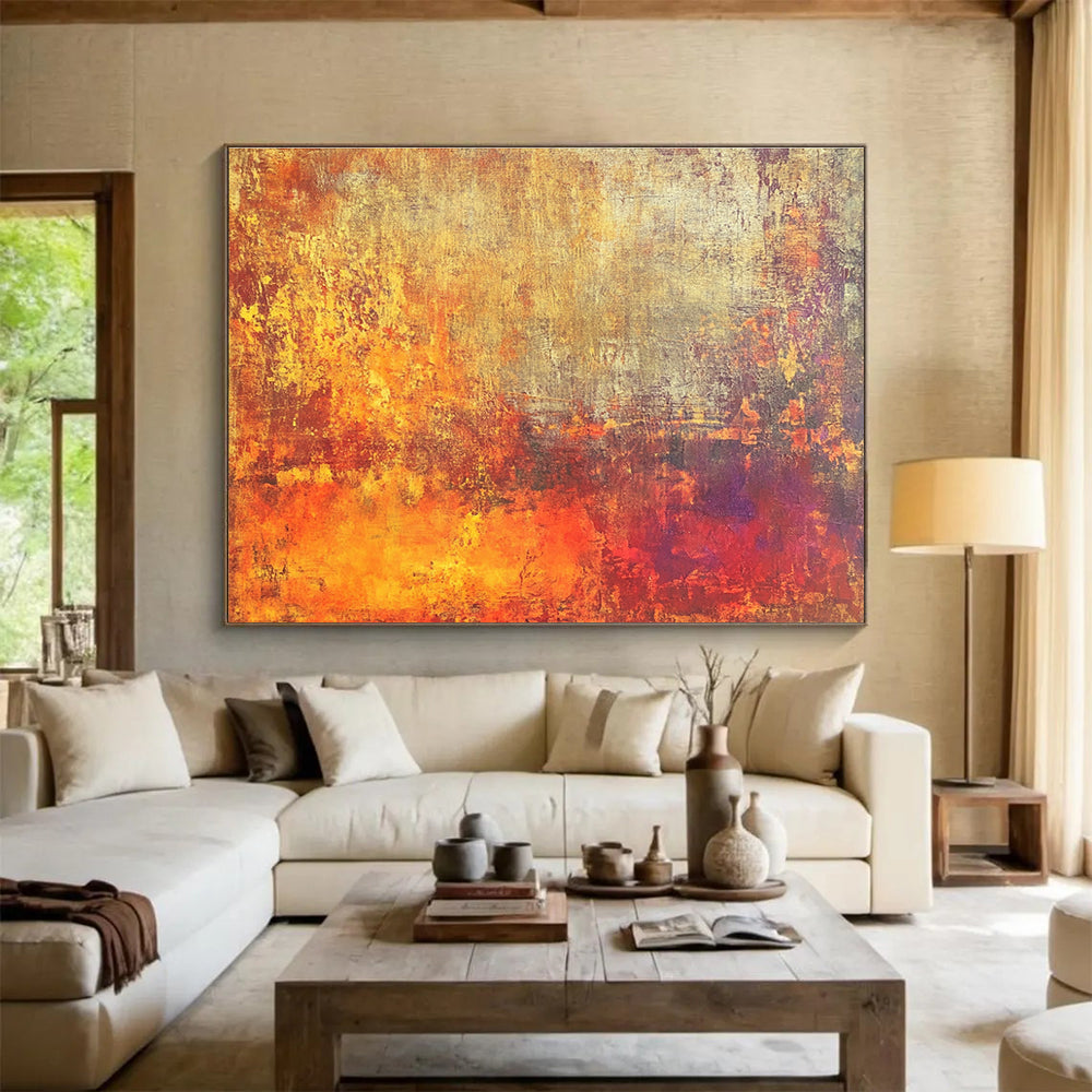 Orange Yellow Purple - Warm Abstract Painting DYP024