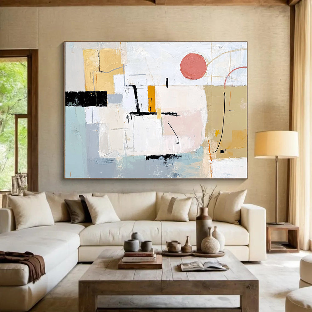 Pastel Colored Geometric Abstract Painting with Subtle Textures DYP202