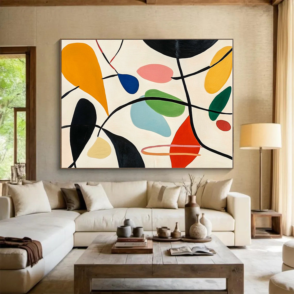 Colorful Leaf - like Abstract Painting with Playful Shapes GER092