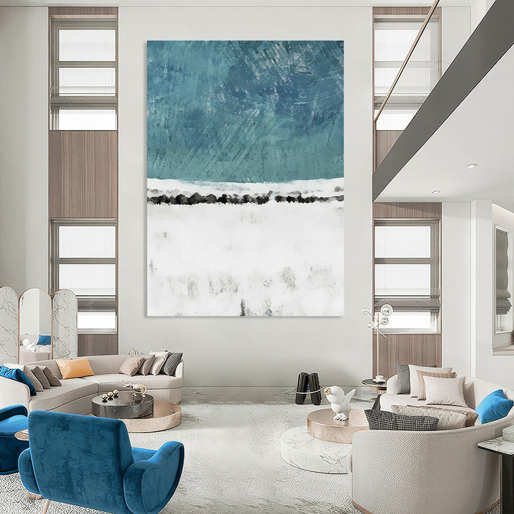 Custom - Designed Hand - Painted Abstract Canvases for Cottage Bedroom Window Seats & Hallway Plant Stands DLZ0680