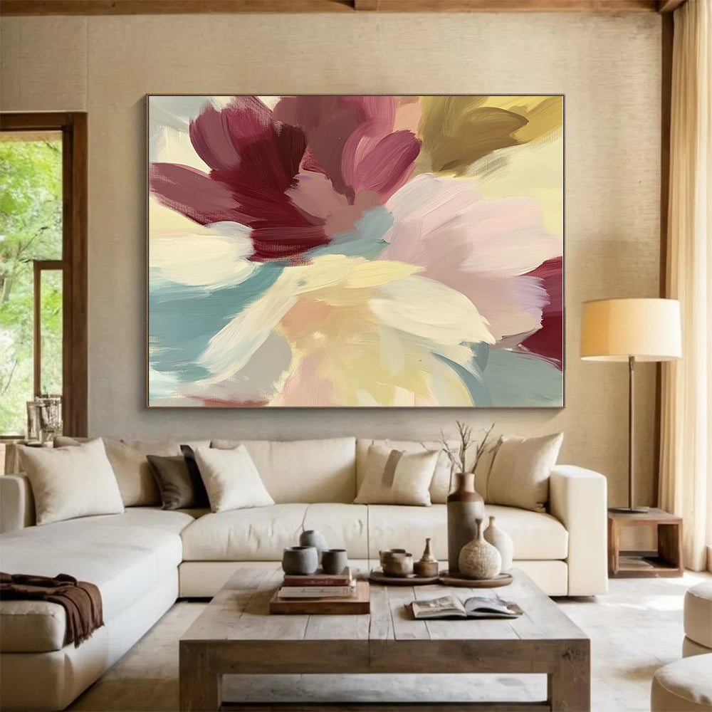Pastel - colored Flower Abstract Painting with Soft Brushstrokes GER413