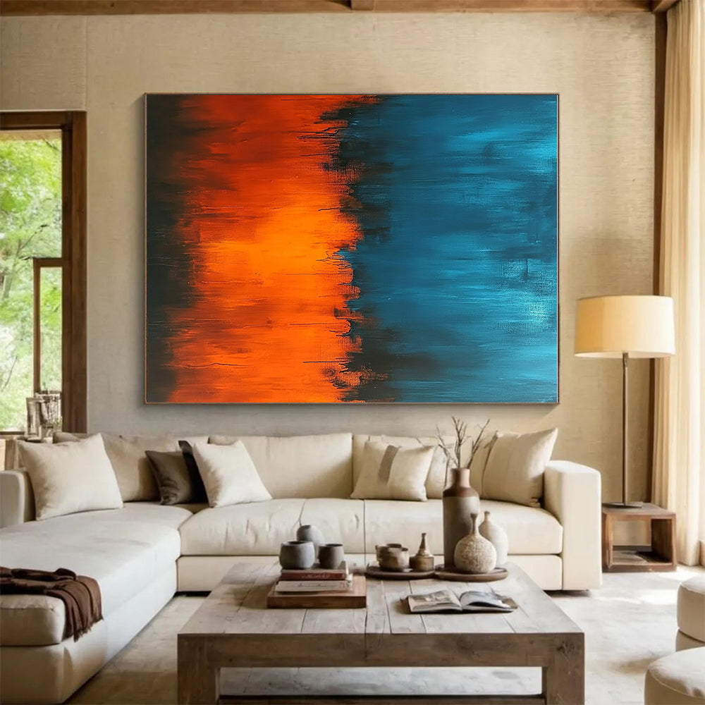 Teal and Orange Abstract Painting with Vivid Transitions GER388