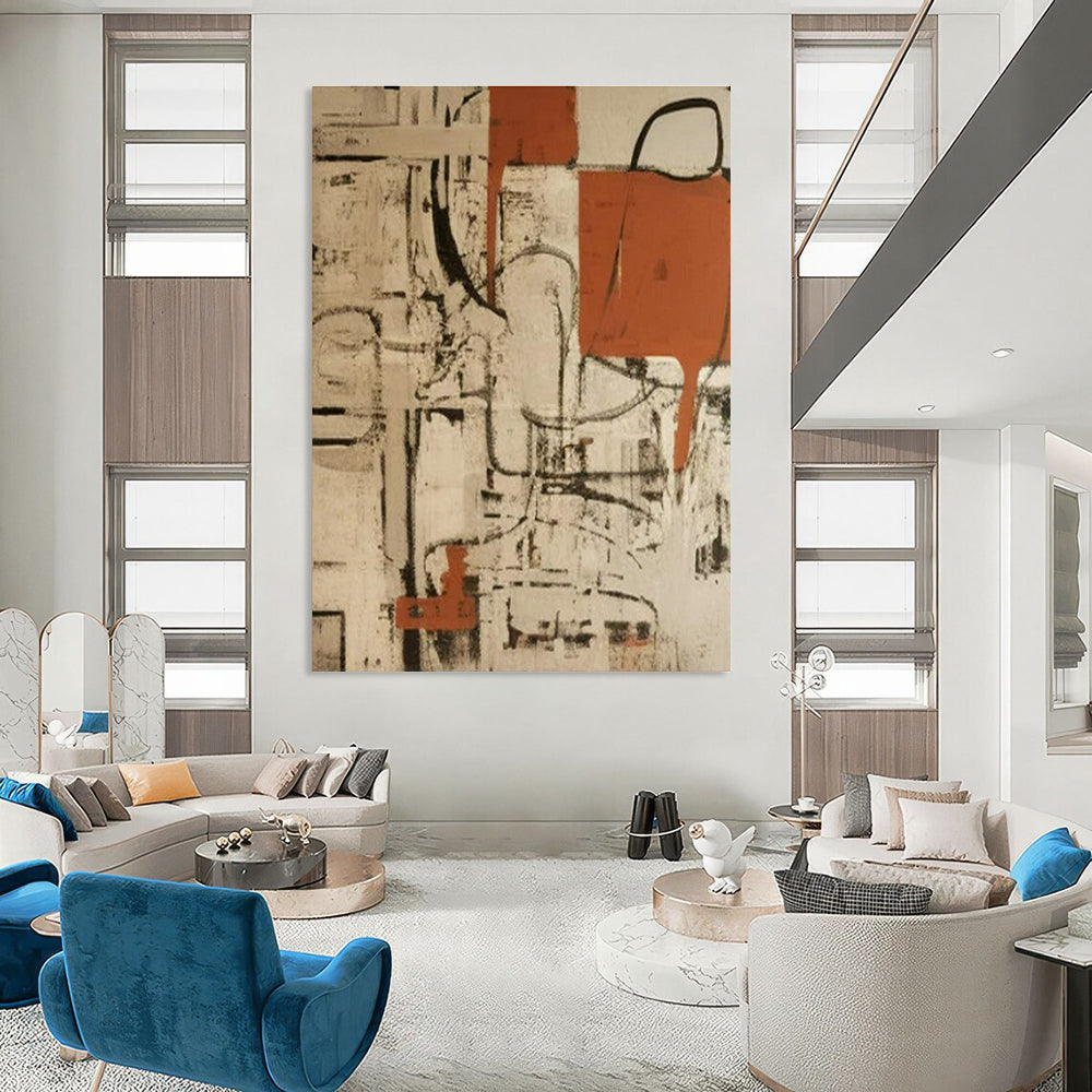 Original Hand-Painted Abstract Canvas for Cottage Living Room Window Treatment Wall and Bedroom Bedside Wall DLZ1720