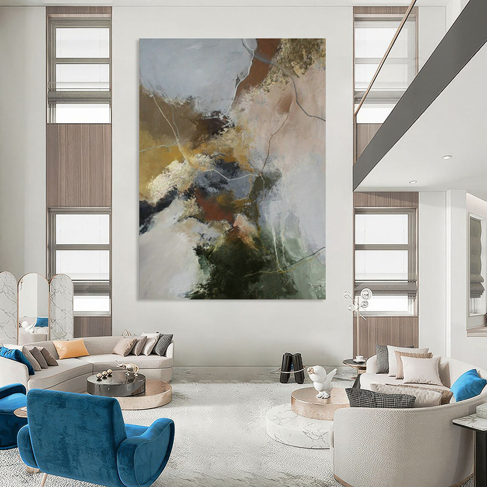 Oversized Tailored Hand-Painted Abstract Mural for Bedroom & Office DLZ1011