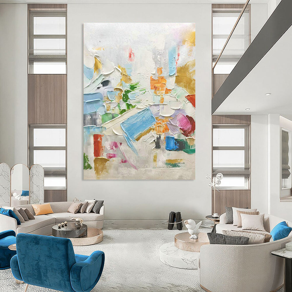 Large Hand-Painted Abstract Art for Cottage Bedroom and Living Room DLZ1607