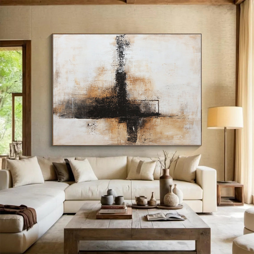 Cross Abstract with Black Brown and Beige GER339