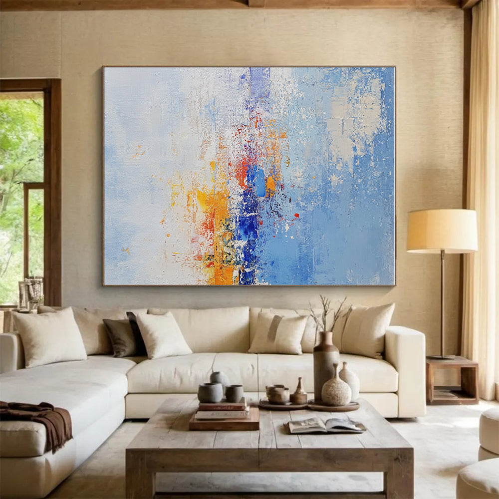 Blue Orange and Red Abstract Painting with Coastal Energy GER429