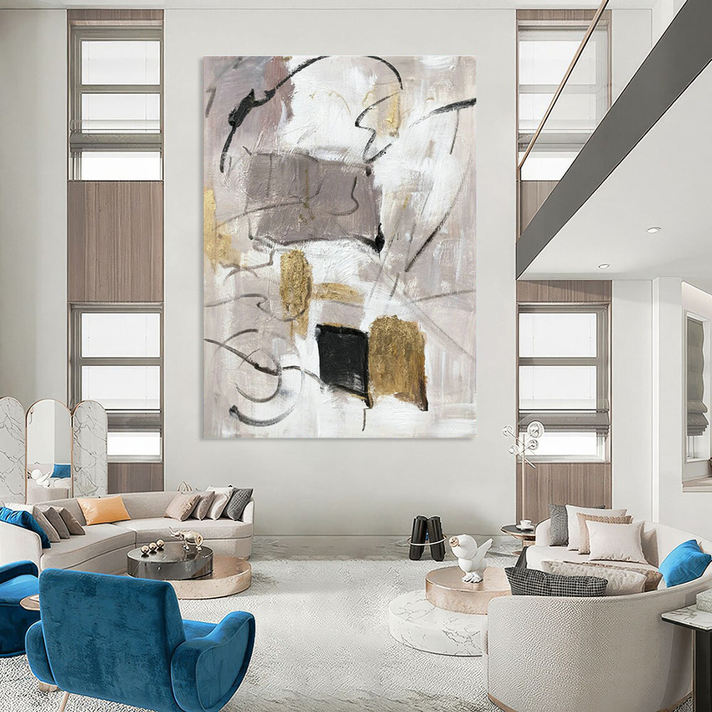 Large Hand-Painted Abstract Painting for Office & Hallway DLZ1292