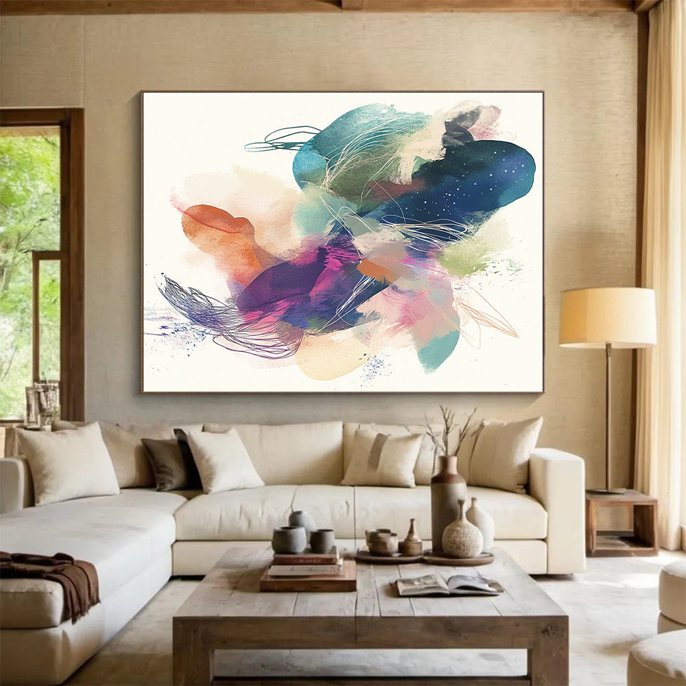 Whimsical Watercolor - Ink Abstract with Colorful Splashes GER275