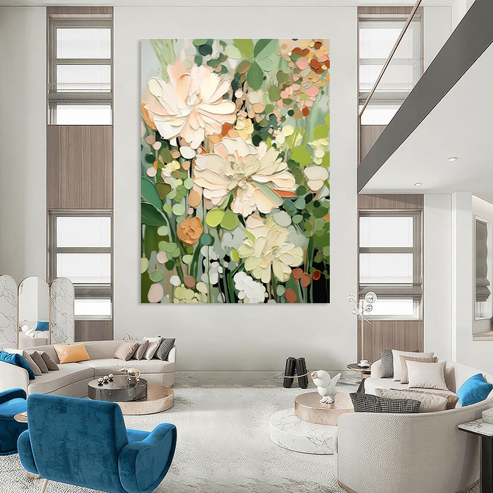 Textured Floral Abstract Painting with Soft Pastel Tones ADGE422