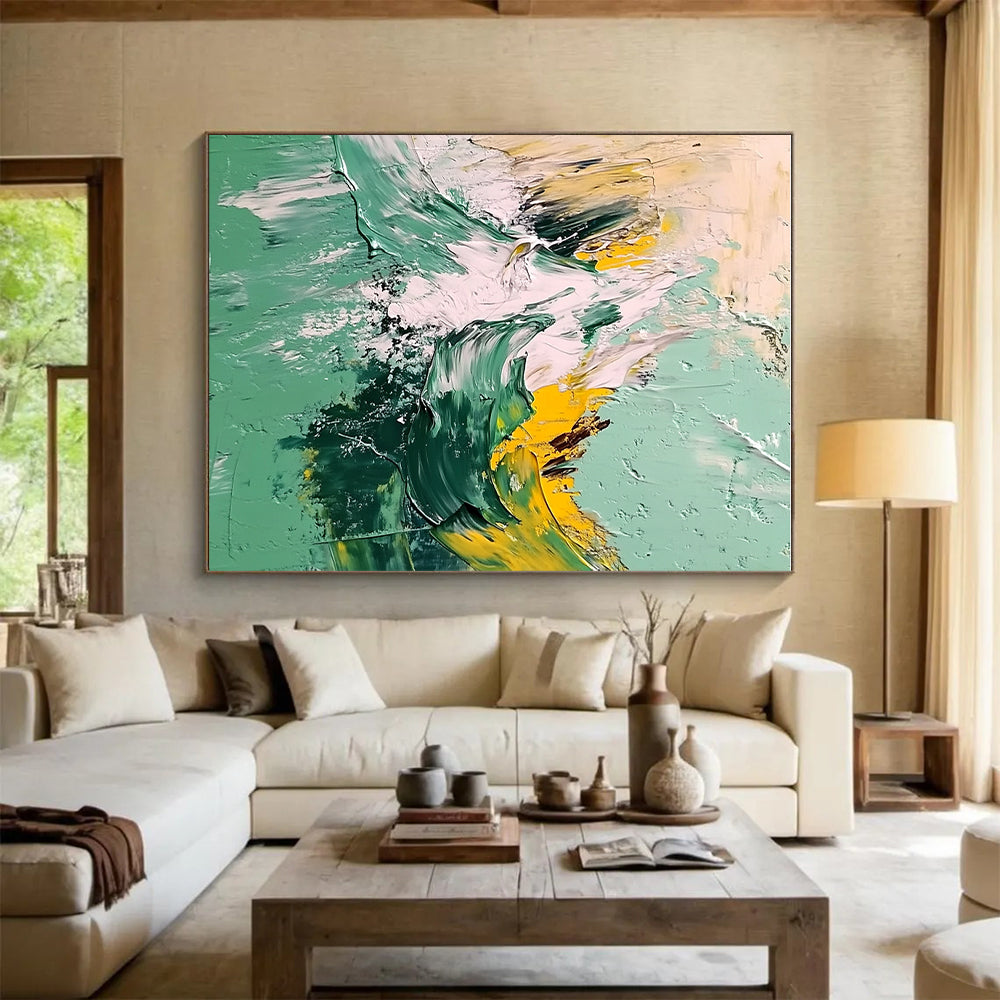 Green Mountain Abstract Painting with Impasto Technique GER604