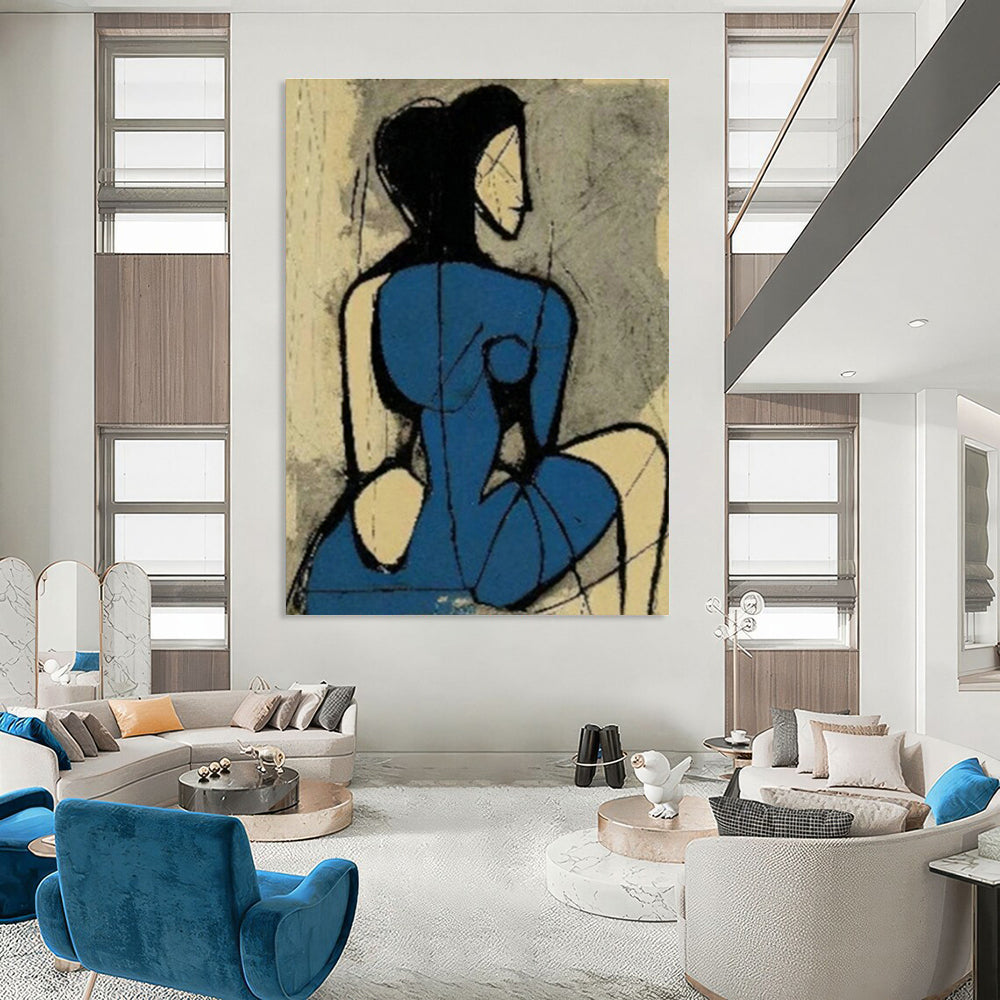 Hand-Painted Abstract Canvas Collage with Mixed Media for Bedroom & Living Room DLZ1424