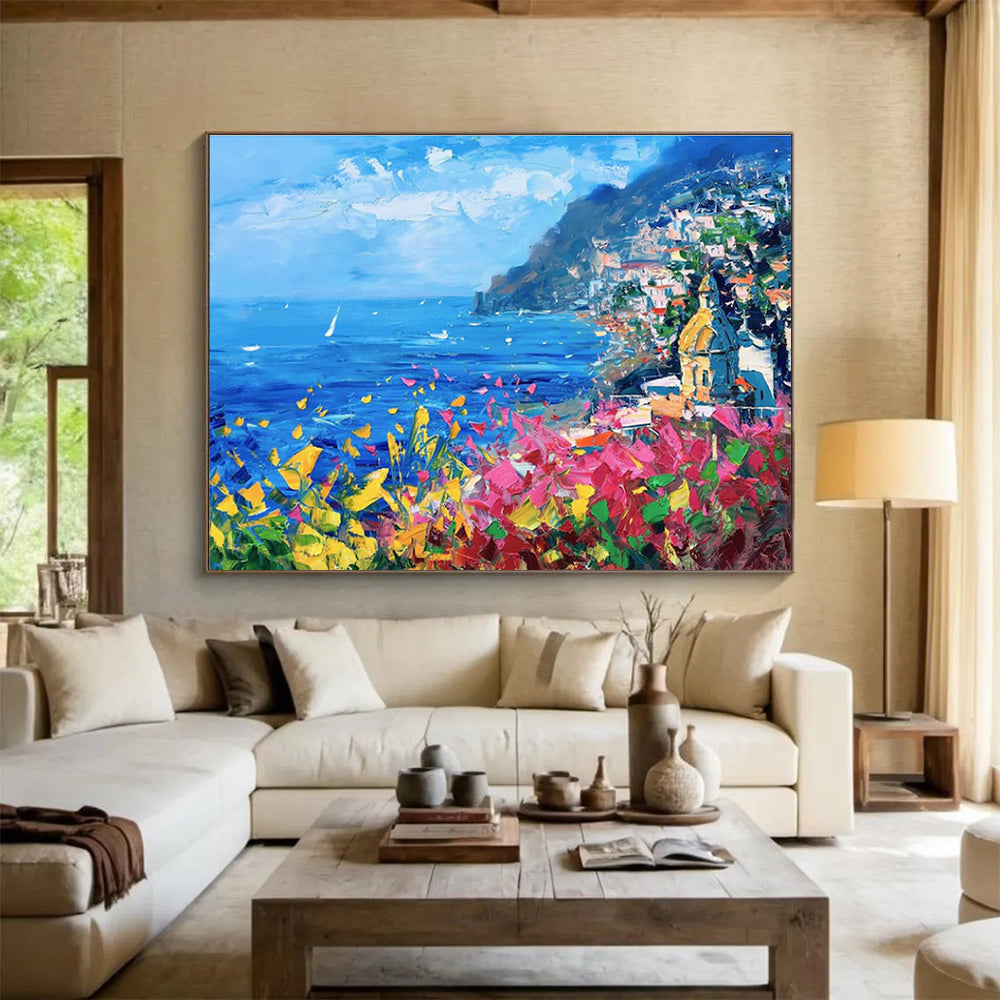 Colorful Amalfi Coast Abstract Painting THY429