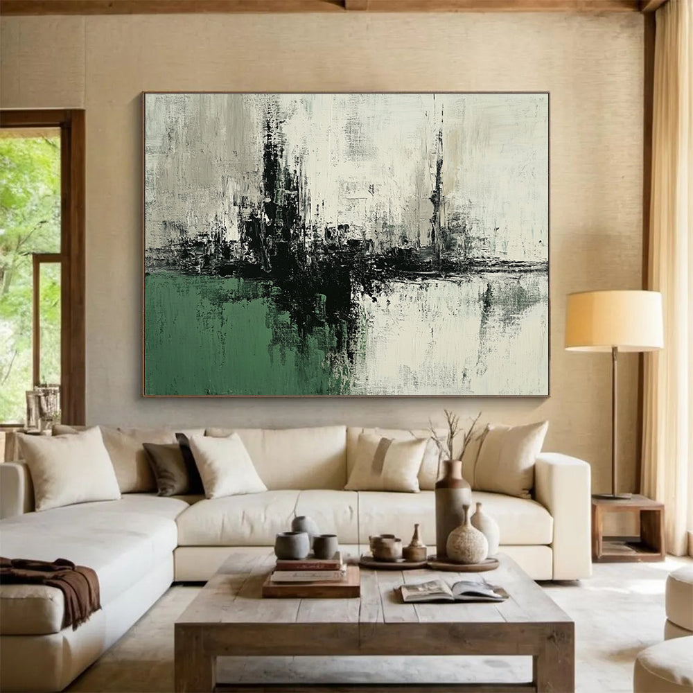Black and White Abstract Painting with Textured Layers DYP377