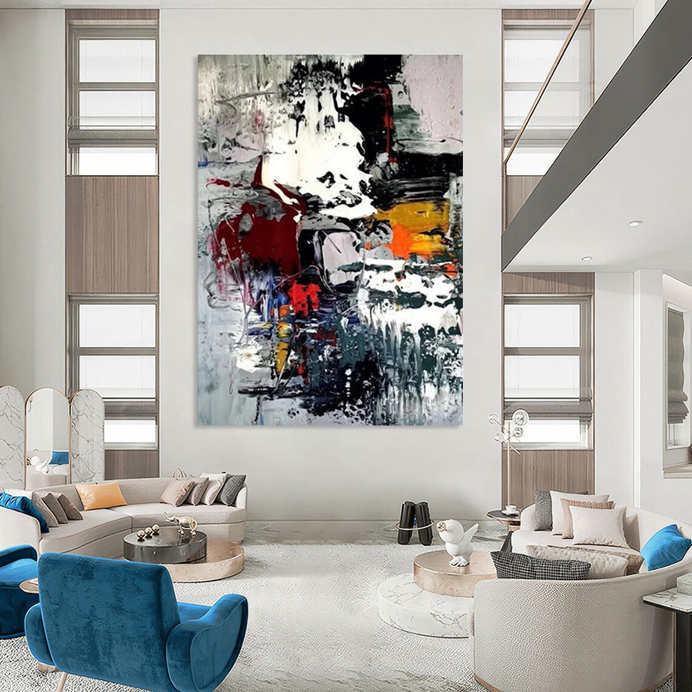 Colorful Dynamic Abstract Painting with Energetic Brushstrokes ADGE391