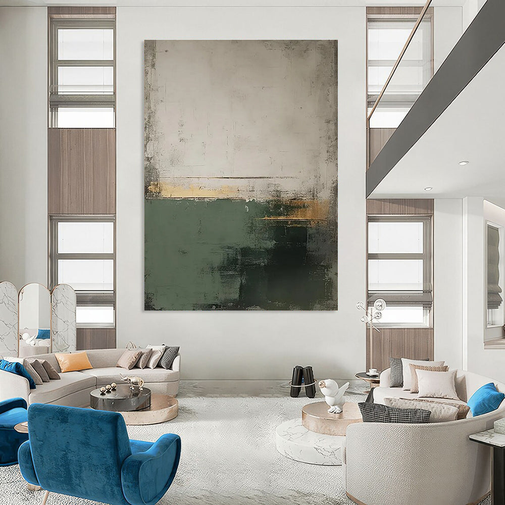 Earthy Tones Abstract Painting with Subtle Gold Details ADGE454
