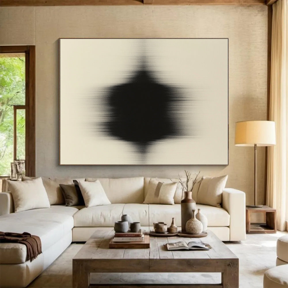 Black Beige Blurred Shape Abstract Painting GER844