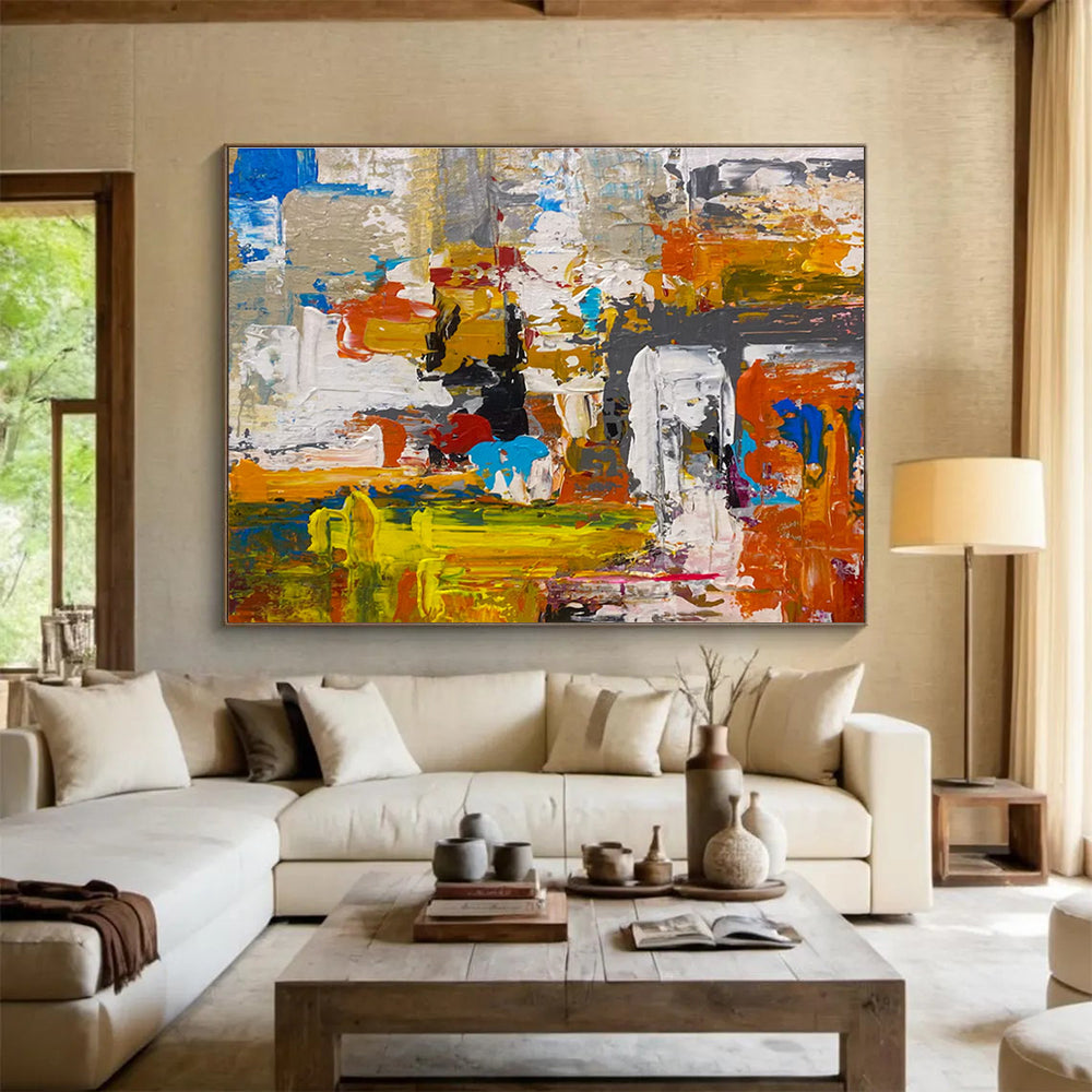 Color Block Abstract Painting with Bold Color Combinations THY335