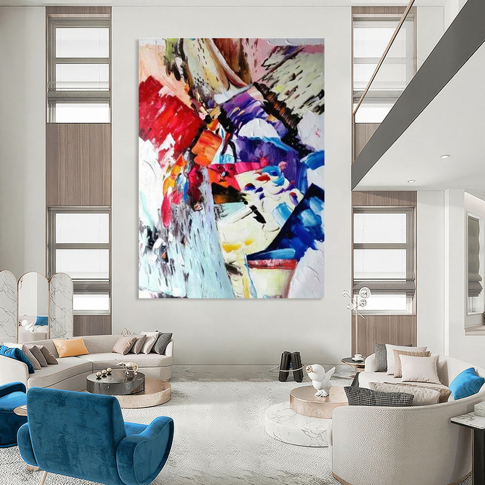 Colorful Abstract Composition Painting with Dynamic Forms ADGE420